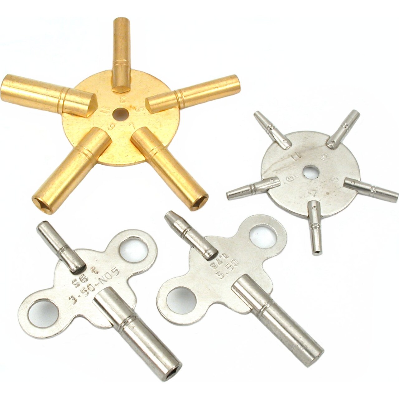 12 American Clock Keys Two 5 Pronged Winding Tools New